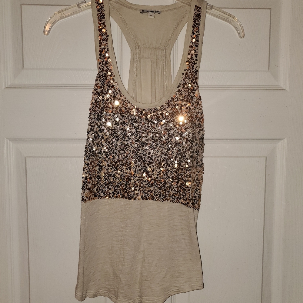Express Gold Sequin Tank Top
